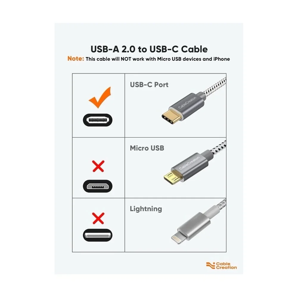 New CableCreation USB A to USB C Cable 6FT, Braided USB to USB C Cable, USB A to